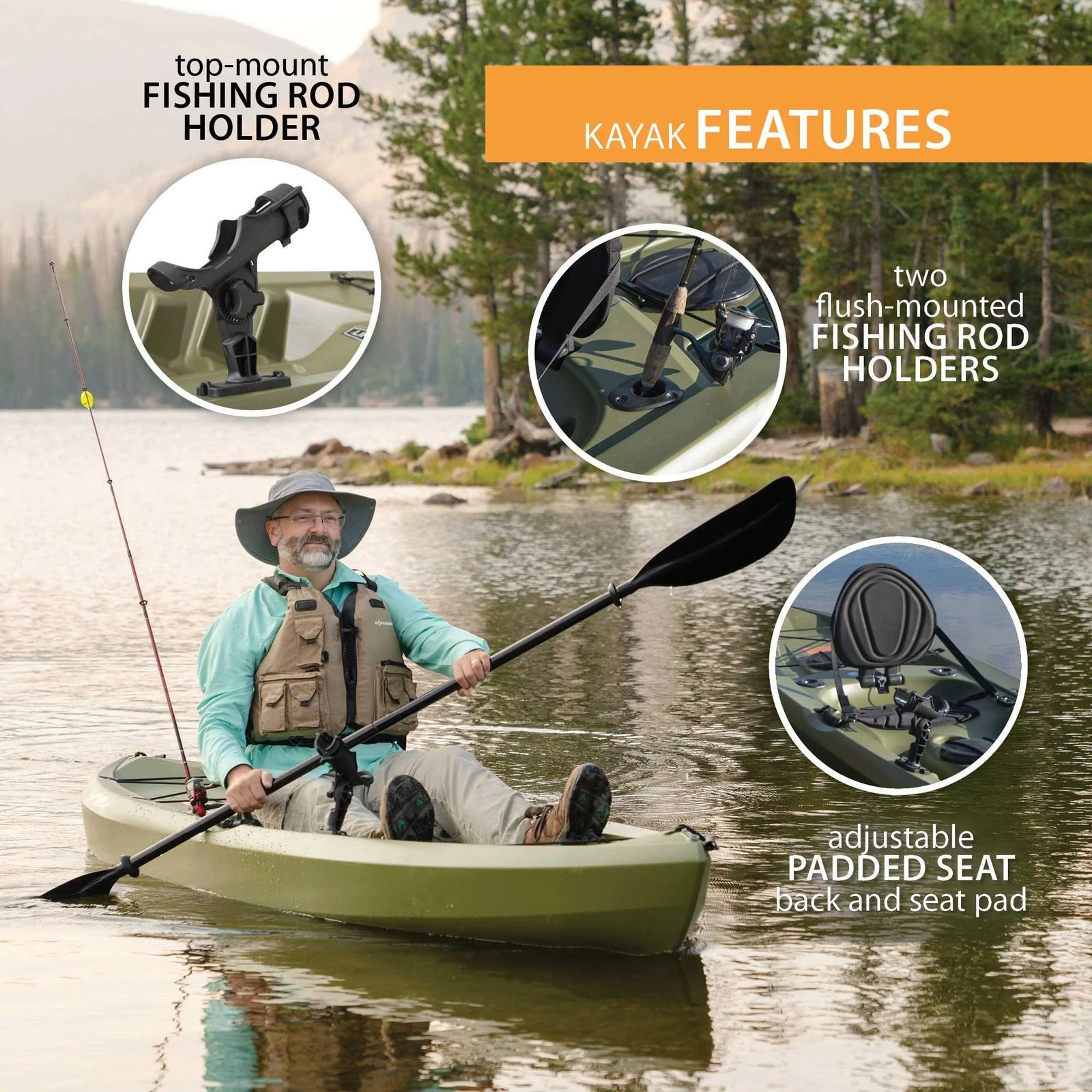 Tamarack Angler 100 Fishing Kayak - Olive Green (90539)