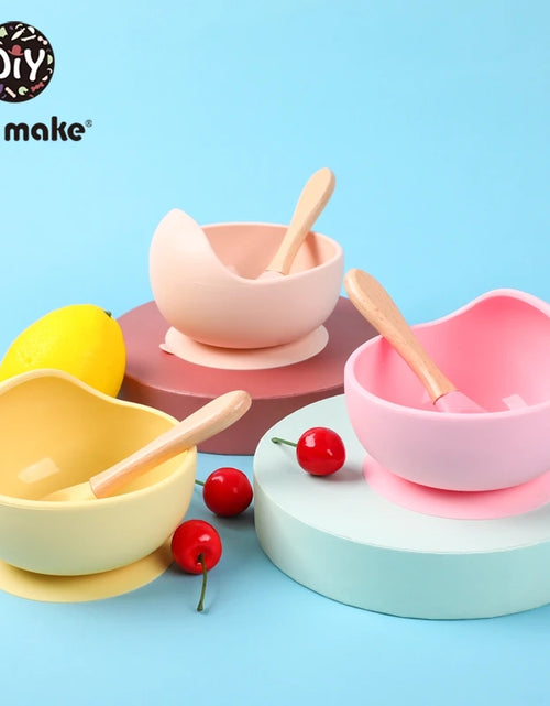 Load image into Gallery viewer, Let&#39;S Make 1Set Silicone Baby Feeding Set Waterproof Spoon Non-Slip Feedings Silicone Bowl Tableware Baby Products Baby Plate
