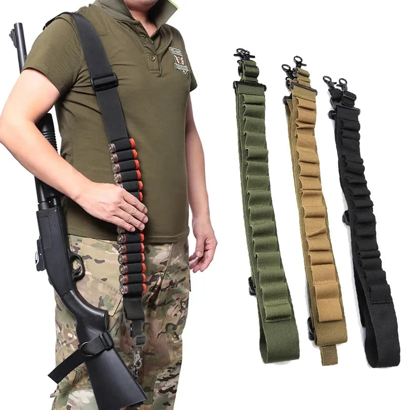 Tactical 15 Rounds Ammo Shell Holder Belt Rifle Tactical Shooting Bullet Cartridges Holster Shoulder Strap Tactical Equipment