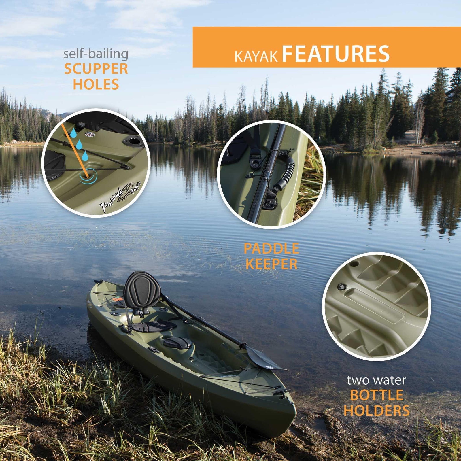 Tamarack Angler 100 Fishing Kayak - Olive Green (90539)