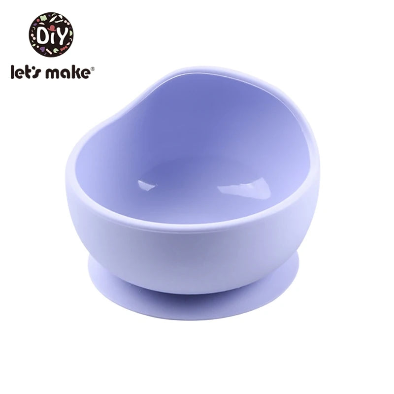 Let'S Make 1Set Silicone Baby Feeding Set Waterproof Spoon Non-Slip Feedings Silicone Bowl Tableware Baby Products Baby Plate