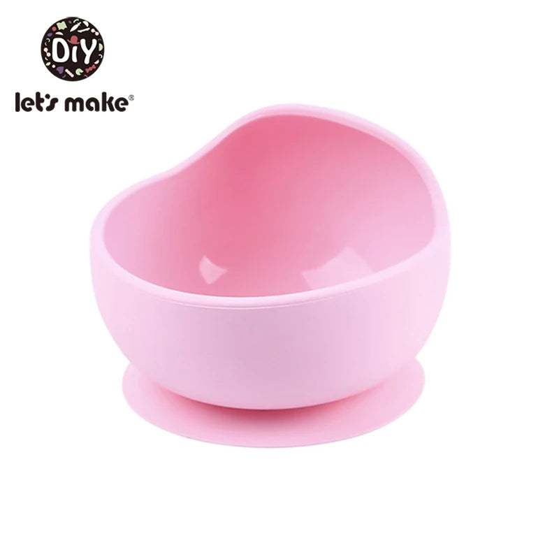 Let'S Make 1Set Silicone Baby Feeding Set Waterproof Spoon Non-Slip Feedings Silicone Bowl Tableware Baby Products Baby Plate