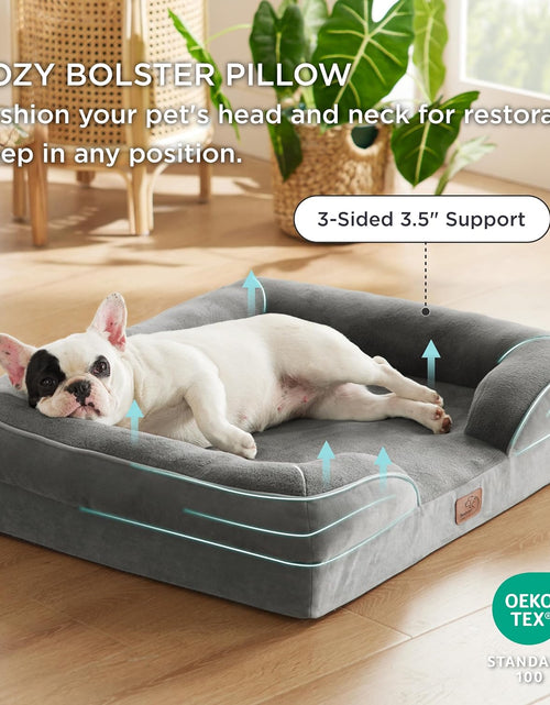 Load image into Gallery viewer, Orthopedic Dog Bed for Medium Dogs - Waterproof Dog Sofa Bed Medium, Supportive Foam Pet Couch Bed with Removable Washable Cover, Waterproof Lining and Nonskid Bottom, Grey
