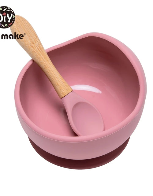 Load image into Gallery viewer, Let&#39;S Make 1Set Silicone Baby Feeding Set Waterproof Spoon Non-Slip Feedings Silicone Bowl Tableware Baby Products Baby Plate
