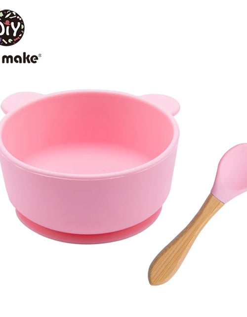 Load image into Gallery viewer, Let&#39;S Make 1Set Silicone Baby Feeding Set Waterproof Spoon Non-Slip Feedings Silicone Bowl Tableware Baby Products Baby Plate
