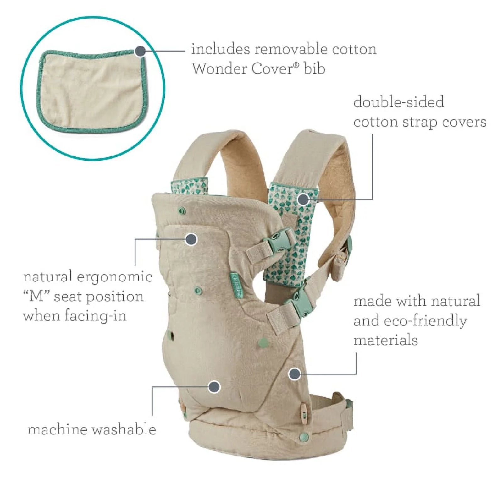 Nature & Nurture Convertible Baby Carrier, 4-Position, 8-32Lbs, 0-9 Months, Sandy Tan