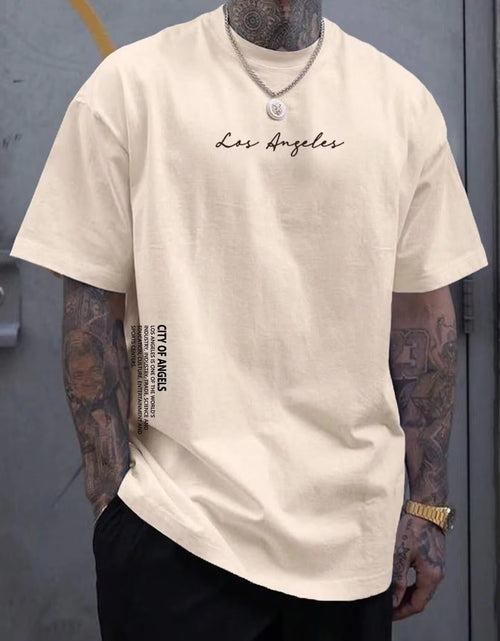 Load image into Gallery viewer, Los Angeles City of Angels Letter Graphic T-Shirts Men Breathable Tees Summer Cotton Tshirt Hip Hop Loose Oversized T-Shirt
