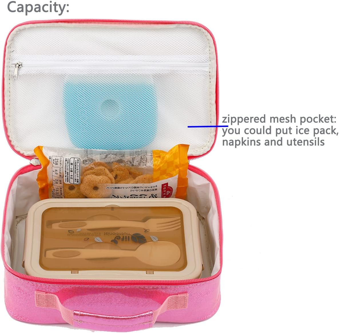 Kids Lunch Box Insulated Soft Bag Mini Cooler Back to School Thermal Meal Tote Kit for Girls, Boys,Pink