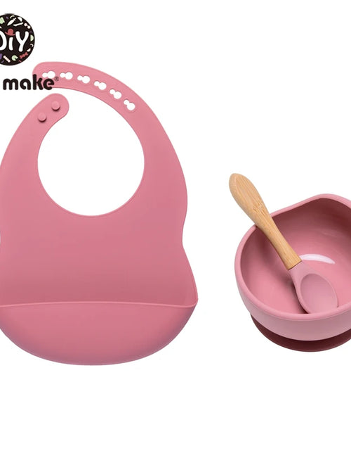 Load image into Gallery viewer, Let&#39;S Make 1Set Silicone Baby Feeding Set Waterproof Spoon Non-Slip Feedings Silicone Bowl Tableware Baby Products Baby Plate
