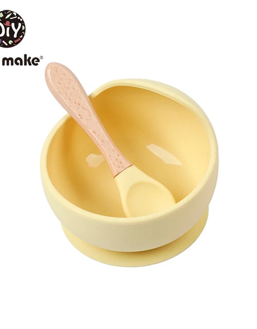 Load image into Gallery viewer, Let&#39;S Make 1Set Silicone Baby Feeding Set Waterproof Spoon Non-Slip Feedings Silicone Bowl Tableware Baby Products Baby Plate
