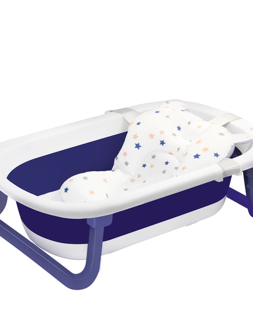 Load image into Gallery viewer, Newborn Baby Bath Tub with Drain Hole, Foldable Toddler Bathtub with Soft Cushion Pad, Portable Travel Bathtub Built in Anti-Slip Support for Newborn 0-36 Month,Blue
