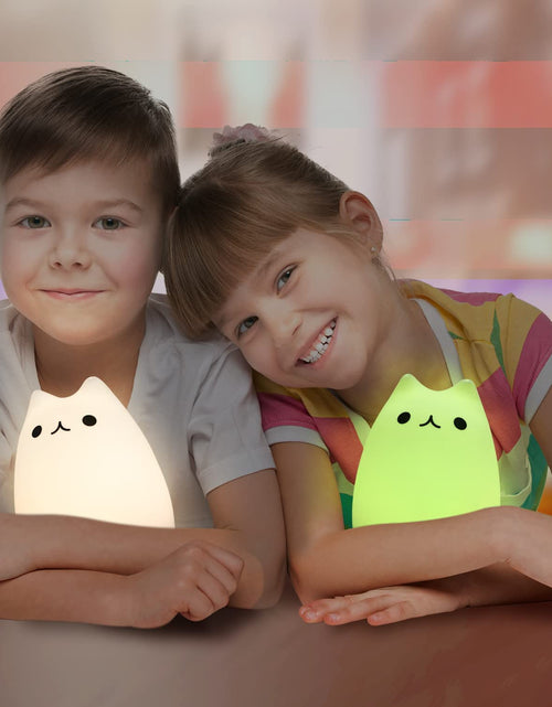 Load image into Gallery viewer, Cat Lamp, Remote Control Silicone Kitty Night Light for Kids Toddler Baby Girls Rechargeable Cute Kawaii Nightlight (Popurlarity Kitty)
