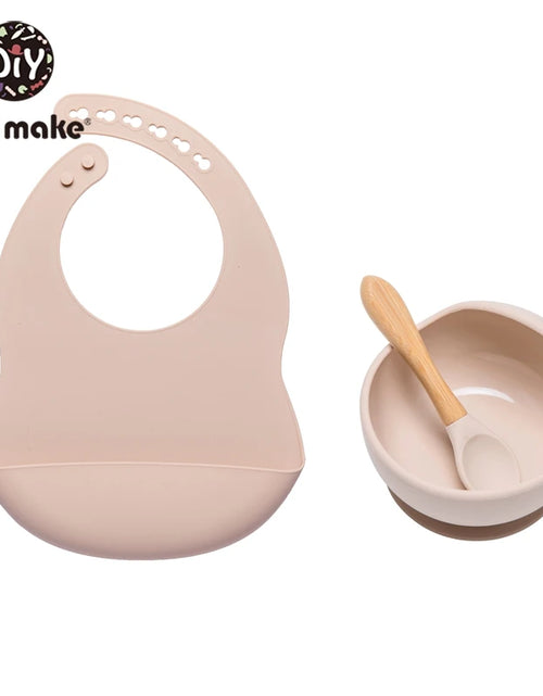 Load image into Gallery viewer, Let&#39;S Make 1Set Silicone Baby Feeding Set Waterproof Spoon Non-Slip Feedings Silicone Bowl Tableware Baby Products Baby Plate
