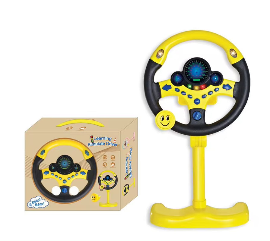 Electric Simulated Driving Steering Three-Dimensional Portable Wheel Copilot Toy Light and Sound Educational Children'S Gifts