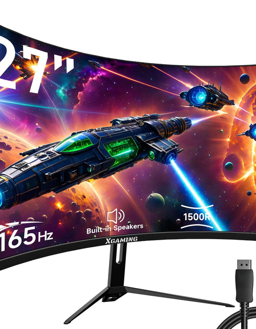 Load image into Gallery viewer, 27Inch 165Hz Curved Gaming Monitor, 1440P 144Hz Gaming Monitor, QHD 2K(2560X1440) PC Monitor, LCD Computer Monitor for Laptop with 2 Speaker&amp;Backlight, 1Ms Freesync, Metal Base, DP&amp;HDMI
