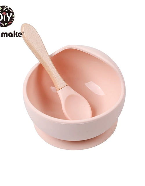 Load image into Gallery viewer, Let&#39;S Make 1Set Silicone Baby Feeding Set Waterproof Spoon Non-Slip Feedings Silicone Bowl Tableware Baby Products Baby Plate
