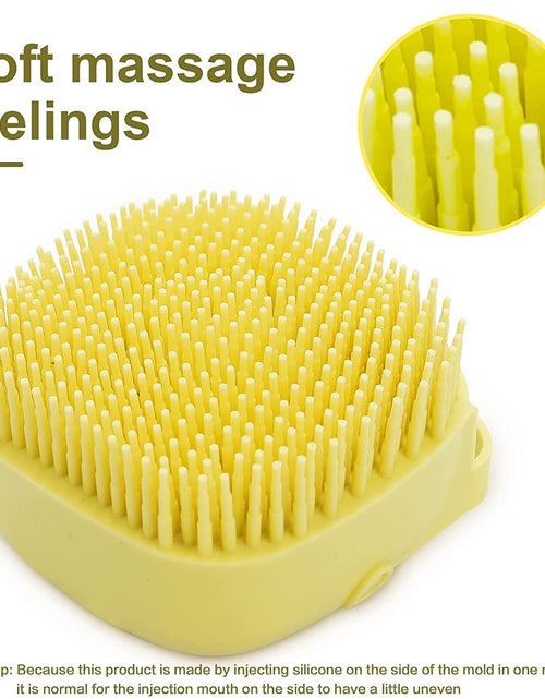 Load image into Gallery viewer, Dog Bath Brush, Pet Massage Brush Shampoo Dispenser, Soft Silicone Brush Rubber Bristle for Dogs and Cats Shower Grooming (Yellow)
