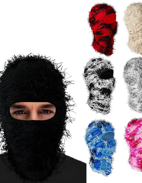 Load image into Gallery viewer, Balaclava Distressed Knitted Full Face Ski Mask Shiesty Mask Camouflage Balaclava Fleece Fuzzy Balaclava Ski Balaclava
