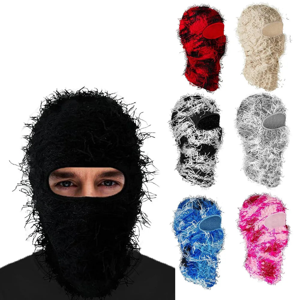 Balaclava Distressed Knitted Full Face Ski Mask Shiesty Mask Camouflage Balaclava Fleece Fuzzy Balaclava Ski Balaclava