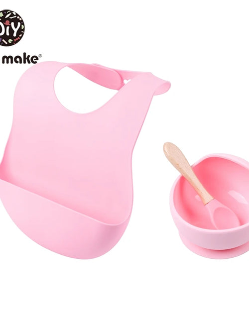 Load image into Gallery viewer, Let&#39;S Make 1Set Silicone Baby Feeding Set Waterproof Spoon Non-Slip Feedings Silicone Bowl Tableware Baby Products Baby Plate
