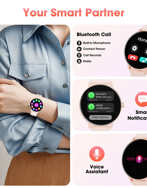 Load image into Gallery viewer, Smart Watch (Answer/Dial Call),1.39&quot; Touch Display Fitness Tracker with Sport Modes, Smartwatch with IP68 Waterproof,Step Counter Watch for Android (Pink)
