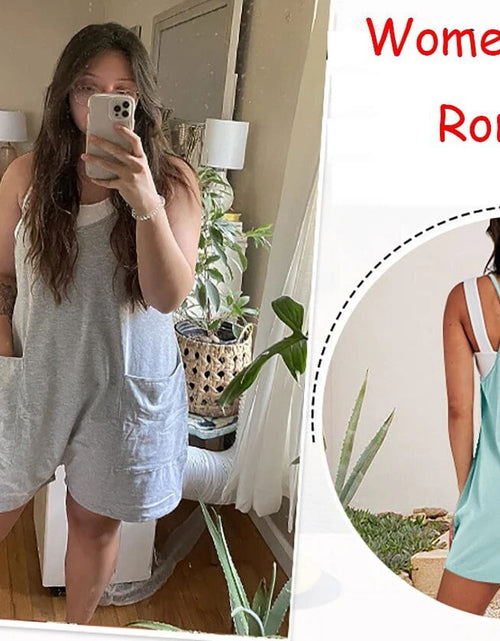 Load image into Gallery viewer, Jumpsuits for Women Casual Summer Rompers Sleeveless Loose Spaghetti Strap Shorts Overalls Jumpers with Pockets
