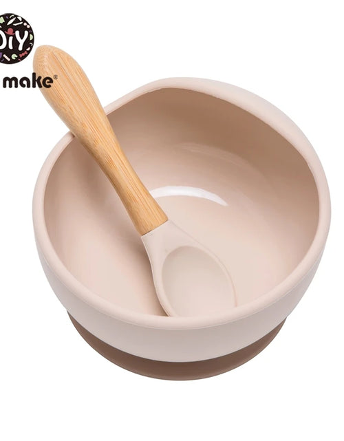 Load image into Gallery viewer, Let&#39;S Make 1Set Silicone Baby Feeding Set Waterproof Spoon Non-Slip Feedings Silicone Bowl Tableware Baby Products Baby Plate
