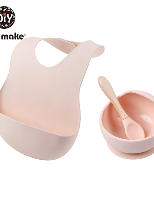 Load image into Gallery viewer, Let&#39;S Make 1Set Silicone Baby Feeding Set Waterproof Spoon Non-Slip Feedings Silicone Bowl Tableware Baby Products Baby Plate
