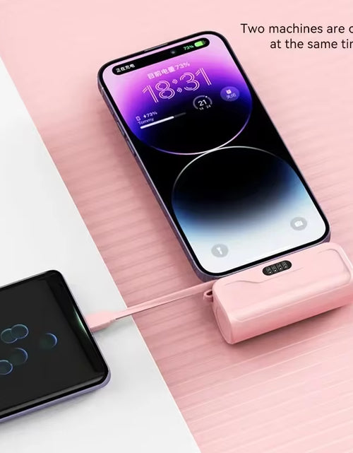 Load image into Gallery viewer, 10000Mah Mini Capsule Power Bank 2 in 1 Built in Cable Large Capacity Fast Charging External Battery Plug Play for Iphone Type-C
