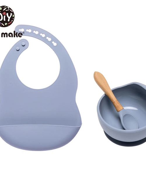 Load image into Gallery viewer, Let&#39;S Make 1Set Silicone Baby Feeding Set Waterproof Spoon Non-Slip Feedings Silicone Bowl Tableware Baby Products Baby Plate
