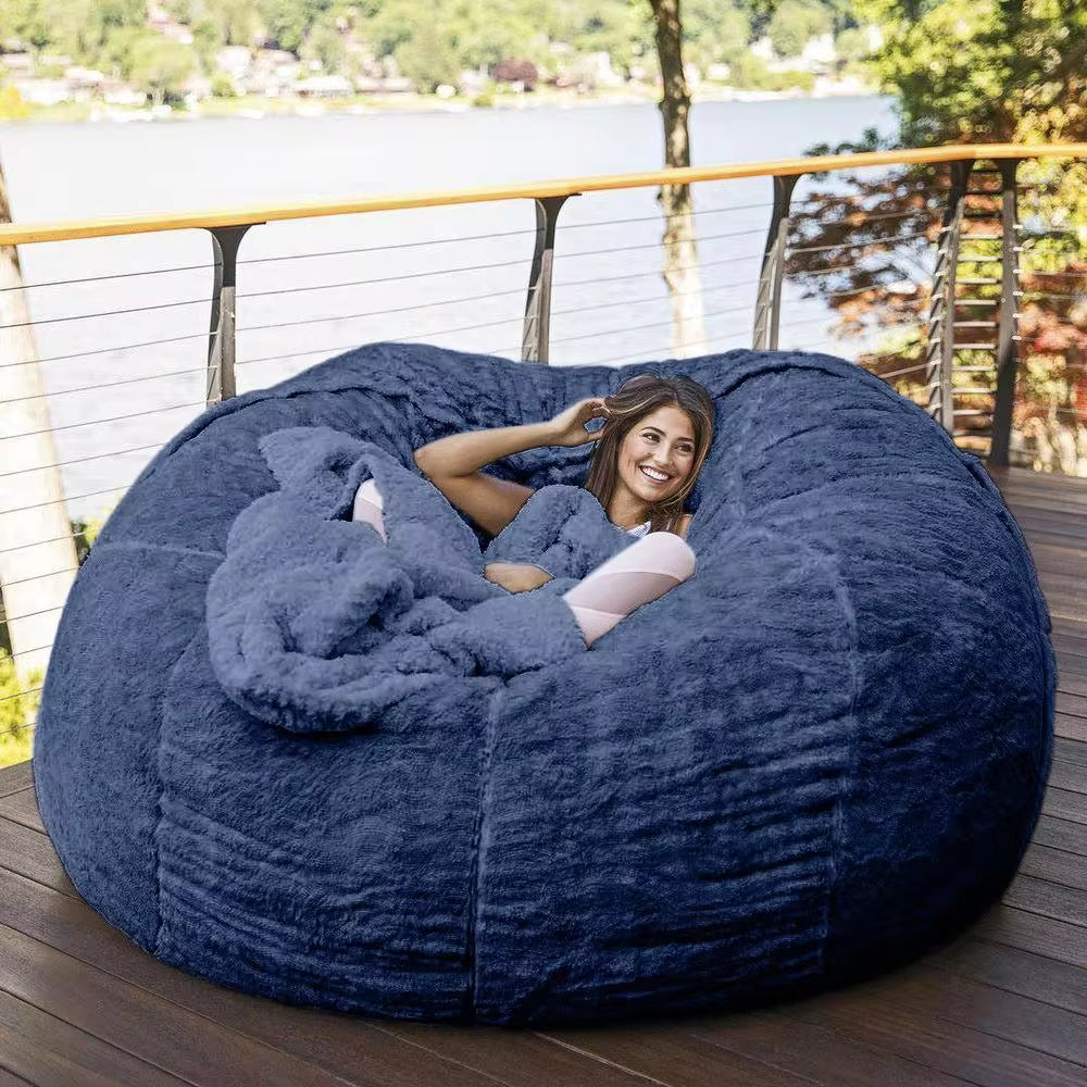 Dropshipping Fur Giant Removable Washable Bean Bag Bed Cover Living Room Furniture Lazy Sofa Cover