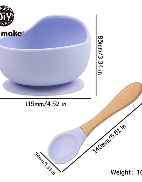 Load image into Gallery viewer, Let&#39;S Make 1Set Silicone Baby Feeding Set Waterproof Spoon Non-Slip Feedings Silicone Bowl Tableware Baby Products Baby Plate
