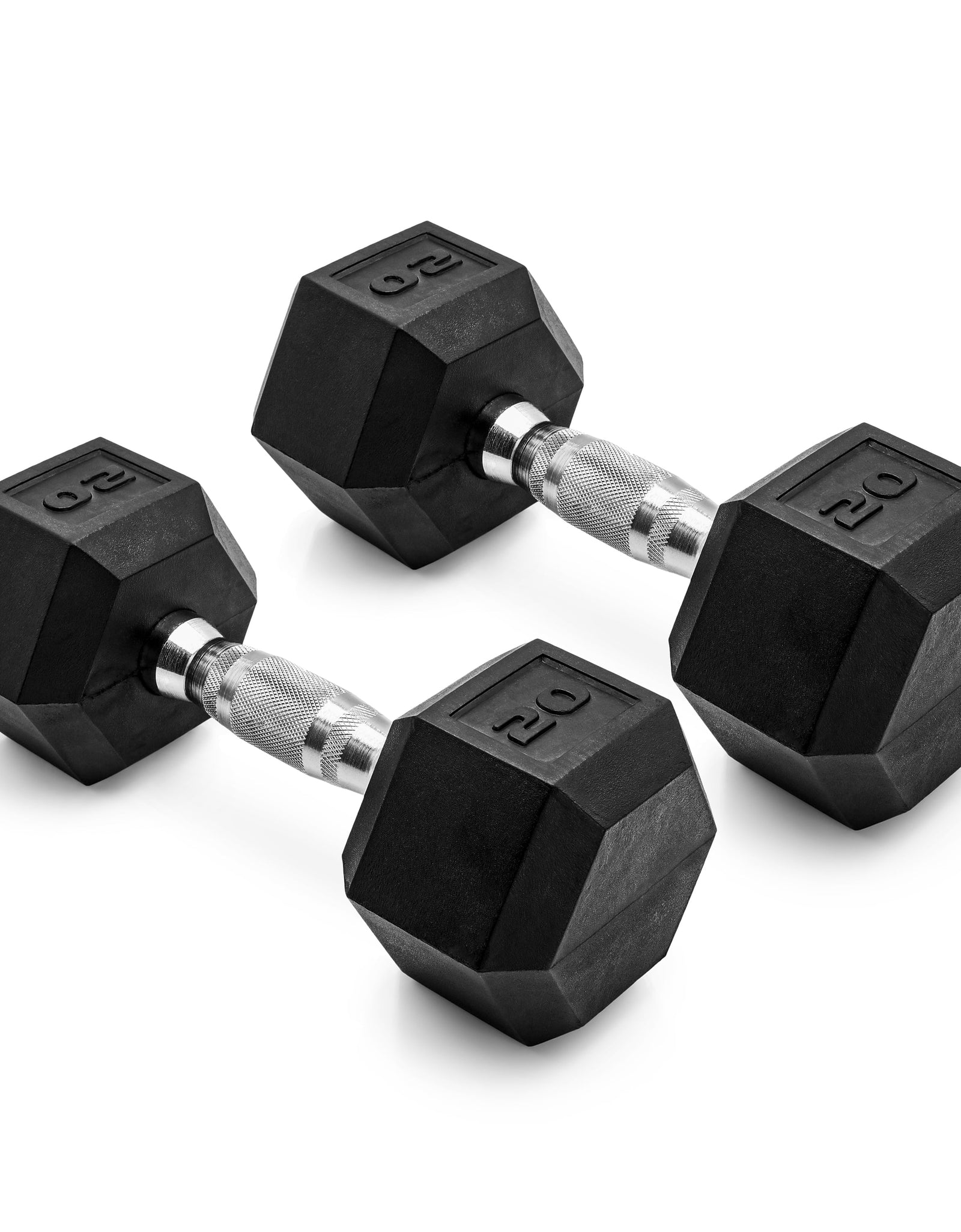 Barbell, 20Lb Coated Rubber Hex Dumbbell, Pair