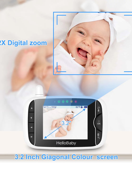 Load image into Gallery viewer, Baby Monitor with Remote Pan-Tilt-Zoom Camera, 3.2 Inch Video Baby Monitor HB65 with Camera and Audio, Night Vision, 2-Way Talk,Temperature Sensor, 960Ft Range
