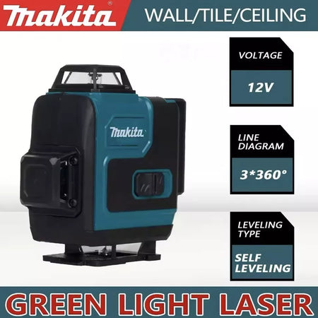 Makita 16-Line 360° Laser Level: Precision in Green with 1 battery & charger