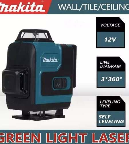 Makita 16-Line 360° Laser Level: Precision in Green with 1 battery & charger
