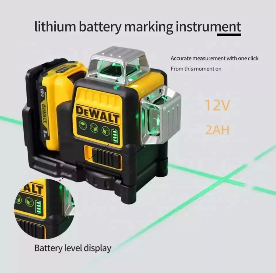 DeWalt DW089LG 12V Green Line 3 x 360 Laser Level Laser + battery + charger